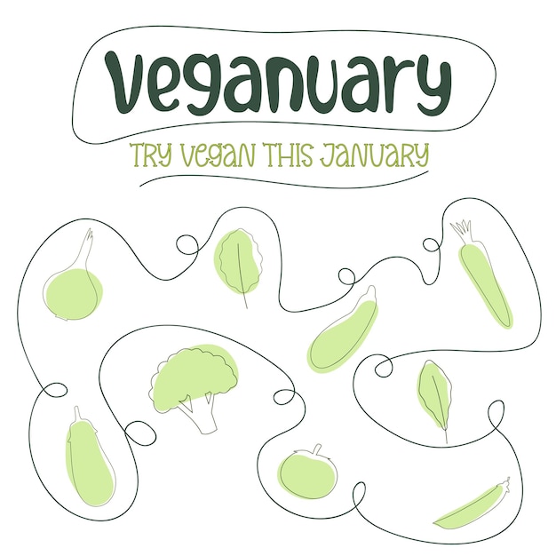 Minimal concept of vegetarianism in January Go vegan Veganuary