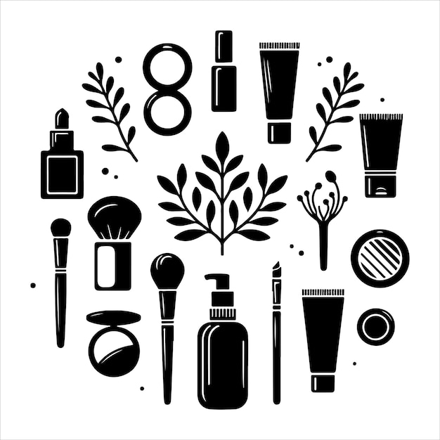 Vector minimal cosmetics elements silhouette vector