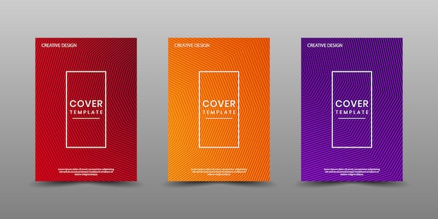 Minimal cover design set with stripes texture on bright background