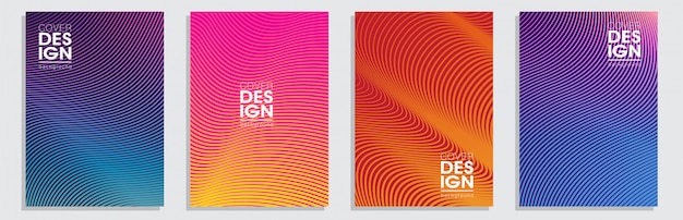 Minimal covers design. Colorful halftone gradients background set