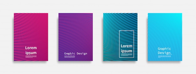 Minimal covers design. Colorful line design. Future geometric patterns.