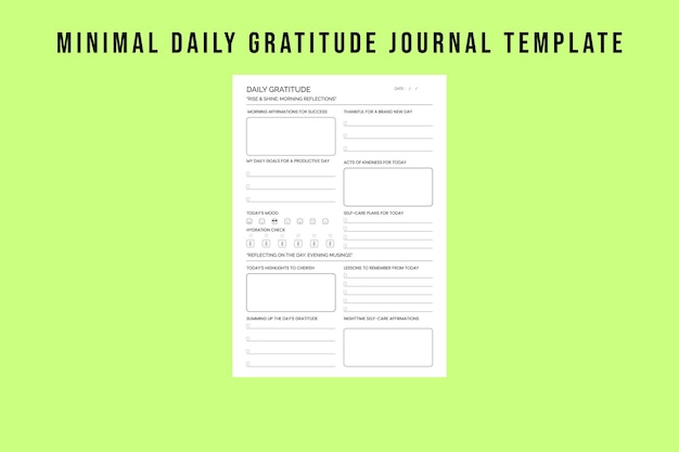 Vector minimal daily gratitude template simple amp reflective gratitude journal