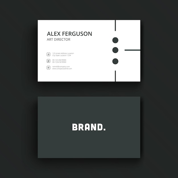 Vector minimal dark grey business card template premium vector