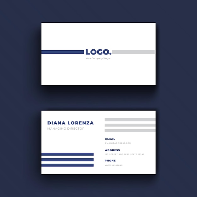 Minimal Elegant white abstract Business Card Template premium vector