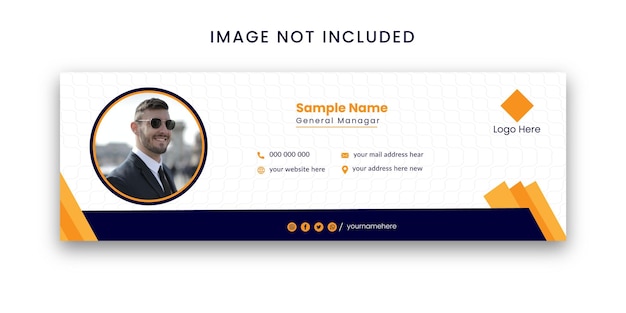 Minimal email signature template or email footer and personal social media