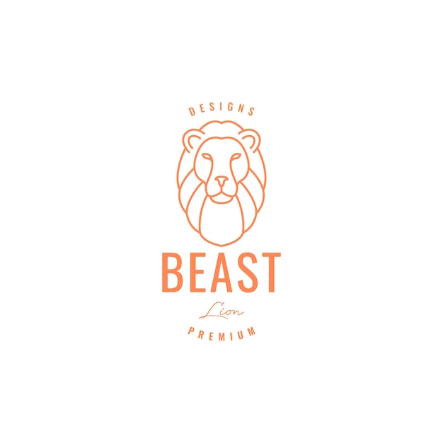 Minimal face beast lion mane logo design