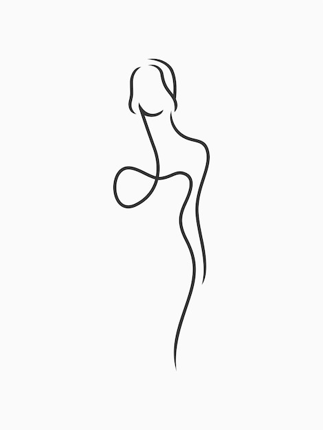 Minimal feminine female body line art