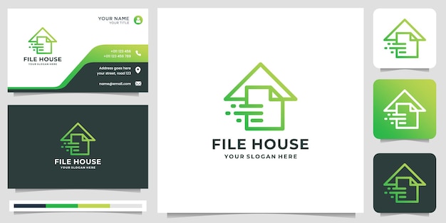 Minimal file logo combined with creative house design template. logo and business card design