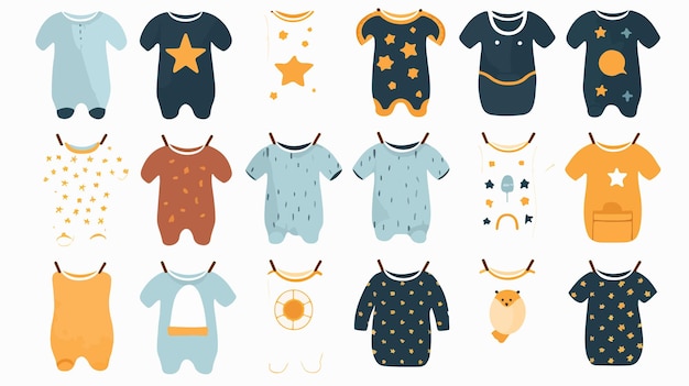 Vector minimal flat illustration of baby clothes set on white background