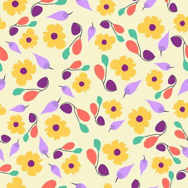 Minimal floraal seamless pattern Beige color vector illustrationxA