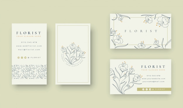 Minimal Floral logo with business card template