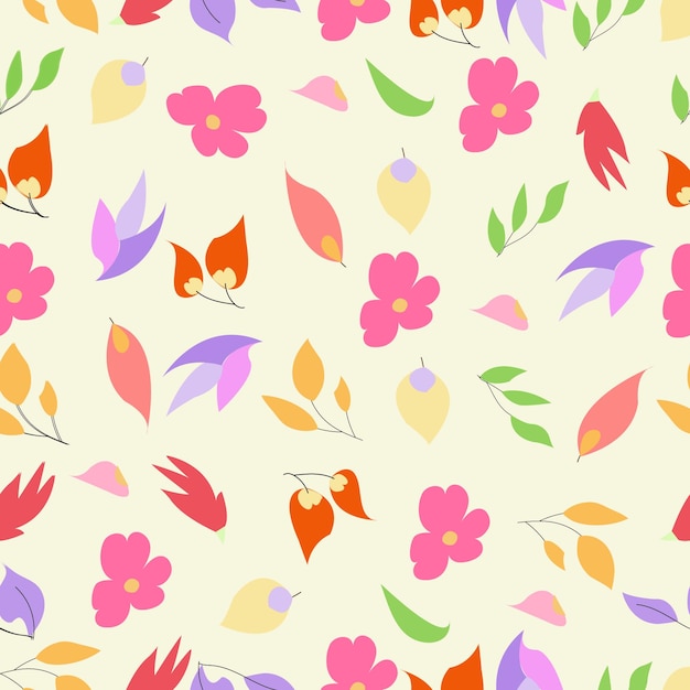 Minimal floral seamless pattern Beige color vector illustration