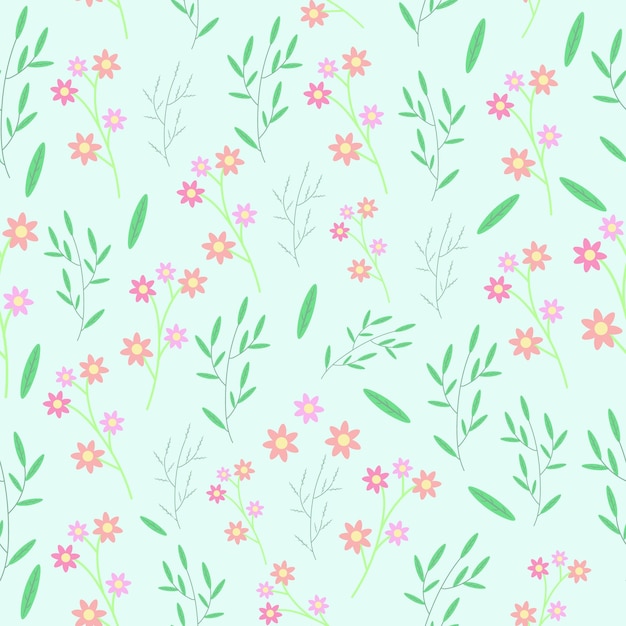 Minimal floral seamless pattern Beige color vector illustrationxA