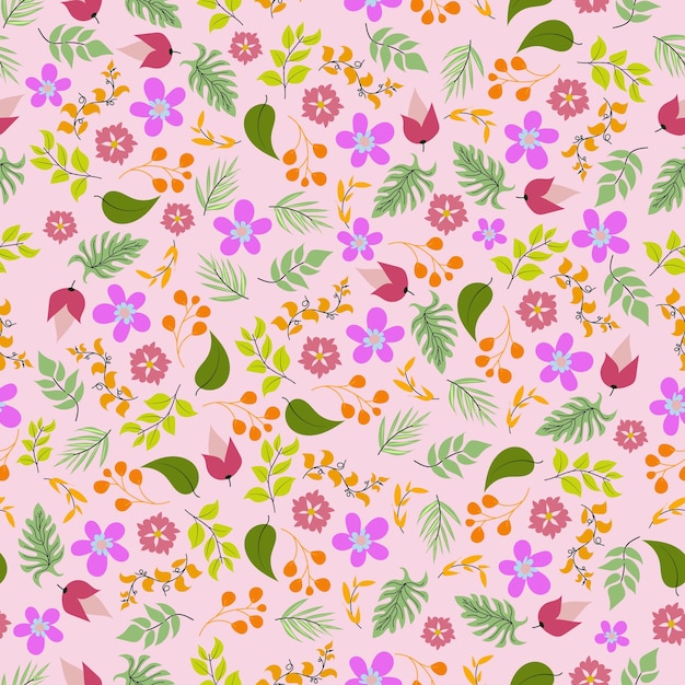 Minimal floral seamless pattern Beige color vector illustrationxA