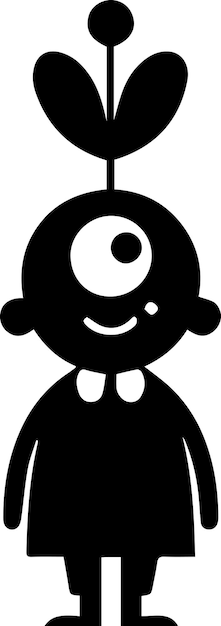 minimal Funny cartoon Character vector silhouette silhouette black color white background 6