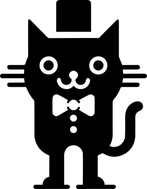 Minimal Funny Character Mr cat vector silhouette black color silhouette white background 11