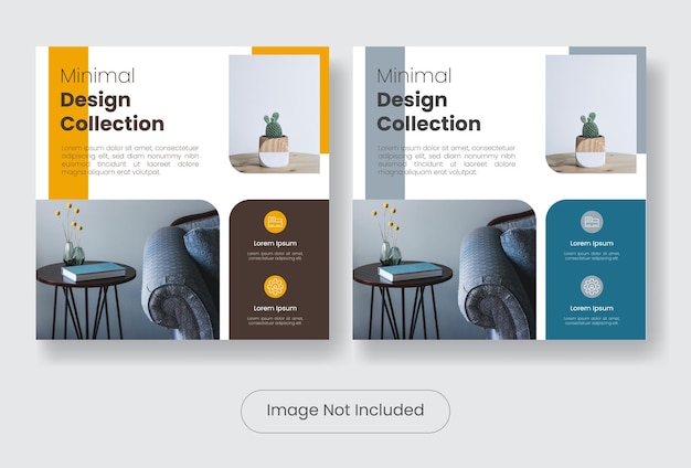 minimal furniture design collection social media post banner template set