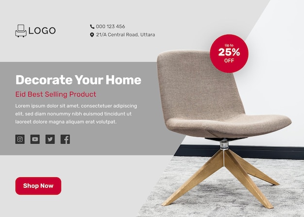 Minimal Furniture Horizontal Web Banner Template