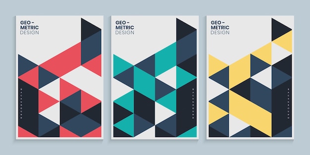 Minimal geometric cover design with colorful triangles