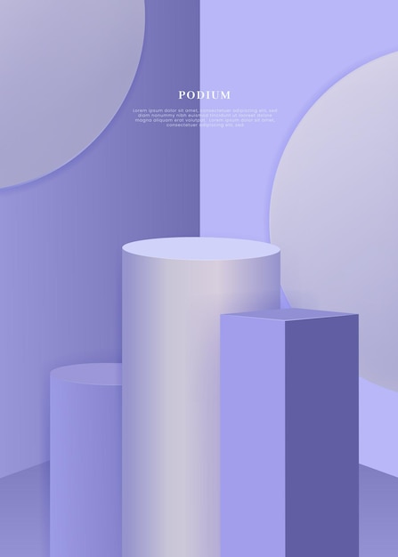 Minimal geometric podium pastel color background for product presentation 3d rendering illustration