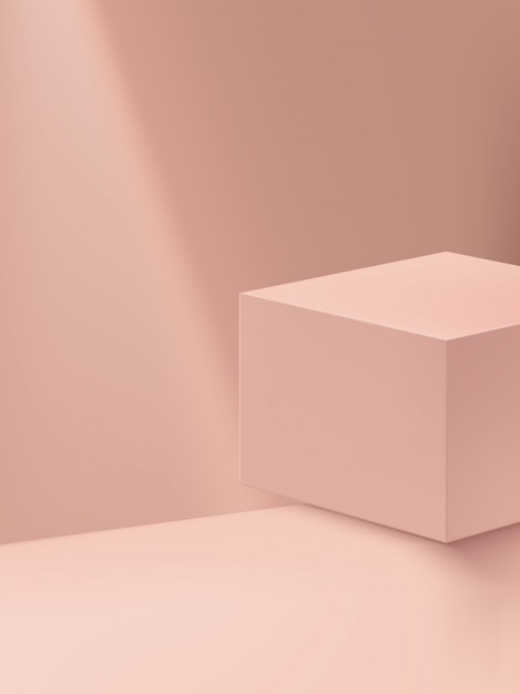 Minimal Geometry Product Display Background or Platform,  Pastel Pink Monochrome