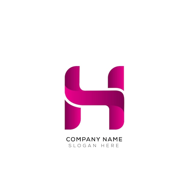 Minimal gradient 3d letter H logo design