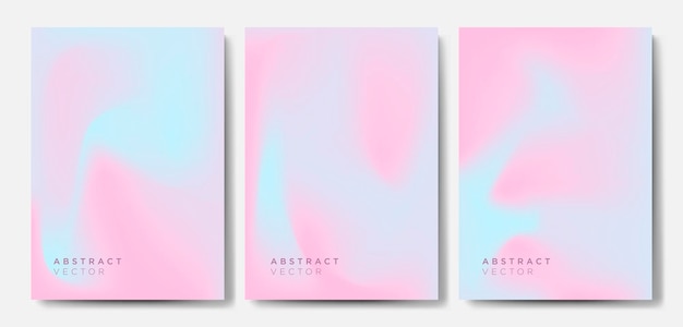 Minimal gradient cover backgrounds vector set with modern abstract blurred light color