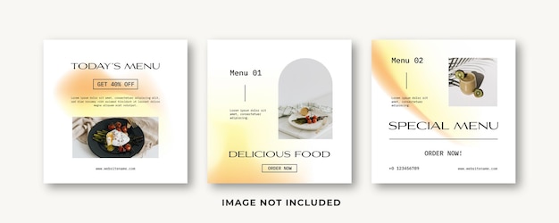 Minimal gradient food instagram post set