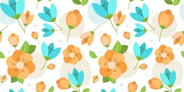 Minimal graphic floral seamless pattern