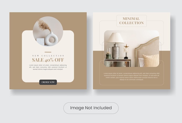 minimal home interior instagram post banner template set