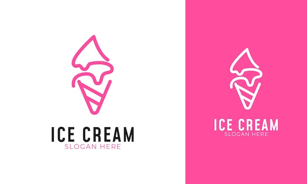 Minimal ice cream logo with simple cone