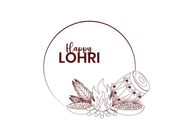 Minimal Illustration of Happy Lohri and Baishakhi Holiday Poster Banner on Punjabi Festival