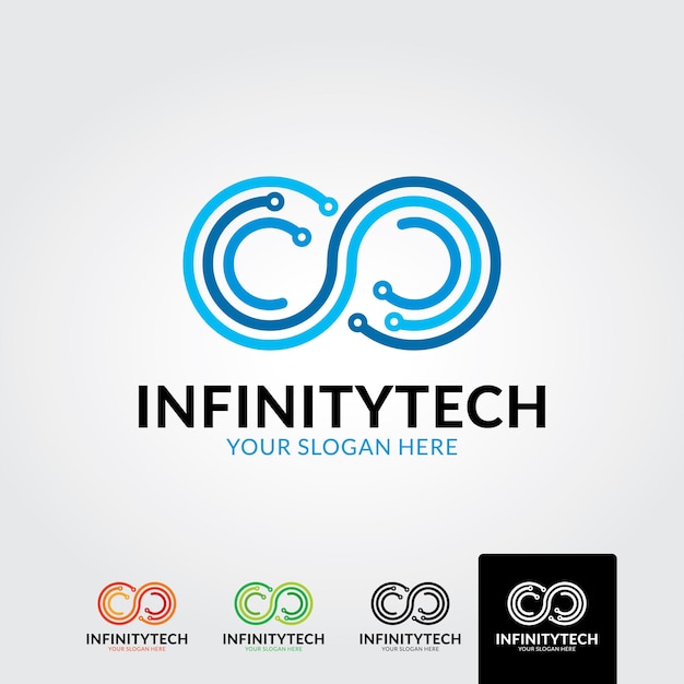 Minimal infinity tech logo template  vector illustration