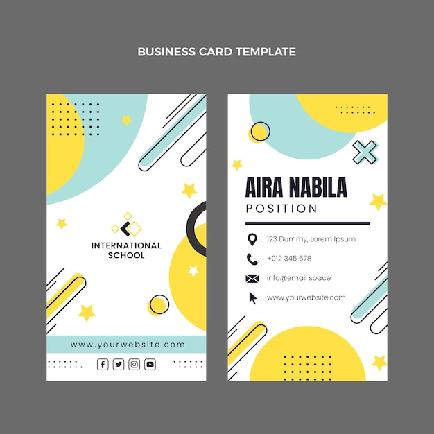 Minimal international school vertical business card