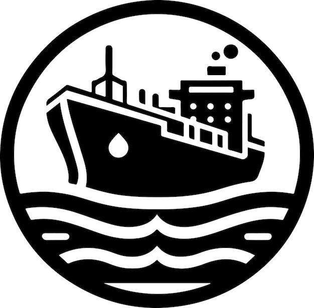 minimal International shipping tanker ship under round shape logo vector icon 4