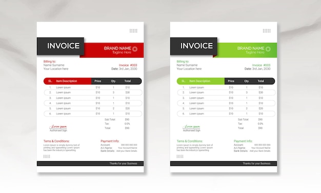 Minimal Invoice template design in modern style