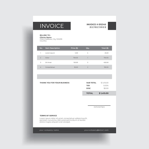 minimal invoice template design