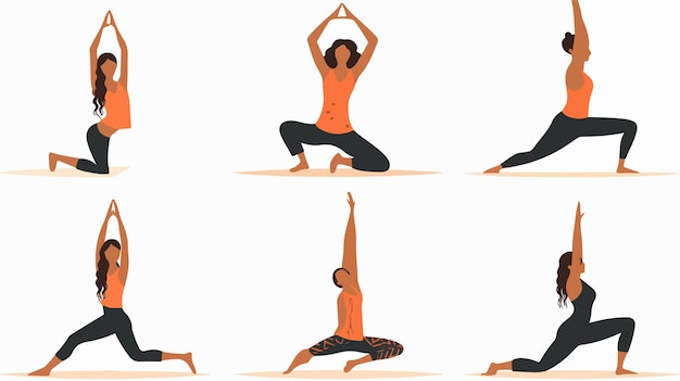 Minimal Isolated Yoga Pose Collection Vector Illustration