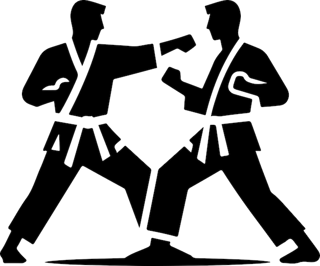 Vector minimal karate fighting vector icon in flat style black color silhouette white background 21