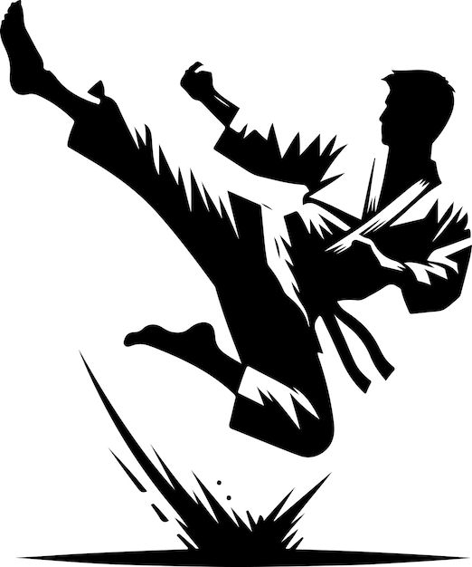 Vector minimal karate kick vector silhouette black color silhouette 37