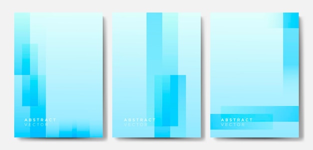 Minimal light blue gradient cover backgrounds vector set