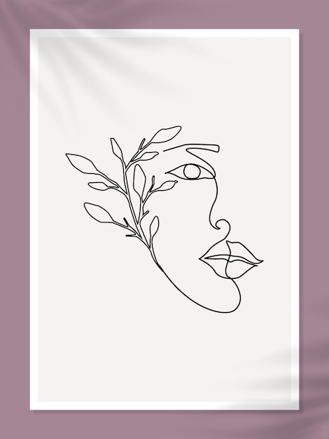 Minimal line art faces vector pastel aesthetic illustration