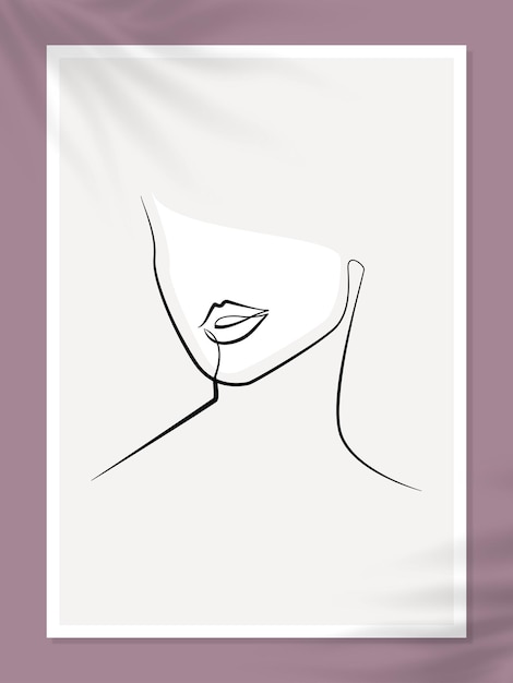 Minimal line art faces vector pastel aesthetic illustration