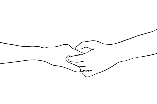 Minimal line art hand couple illustration