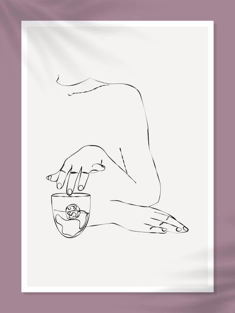 Minimal line art hands vector glass pastel aesthetic illustration