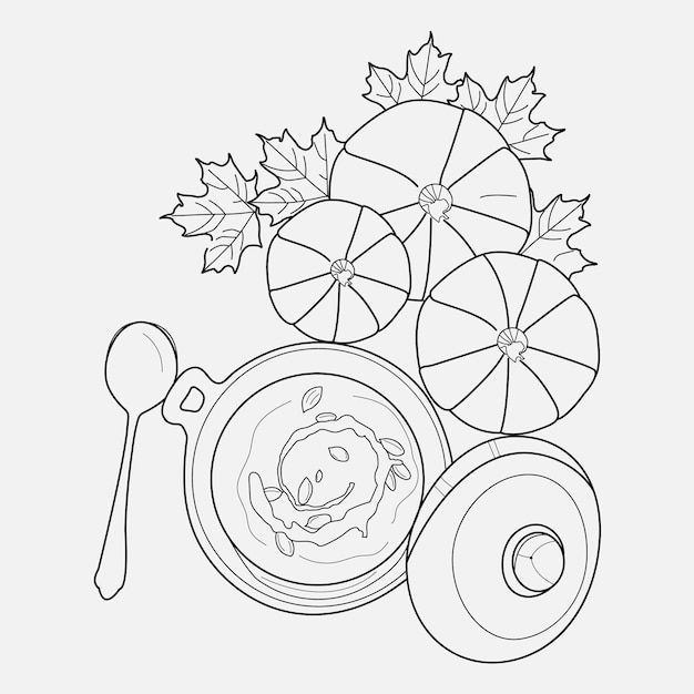 Minimal line art sketch hand drawn organic thanksgiving vector