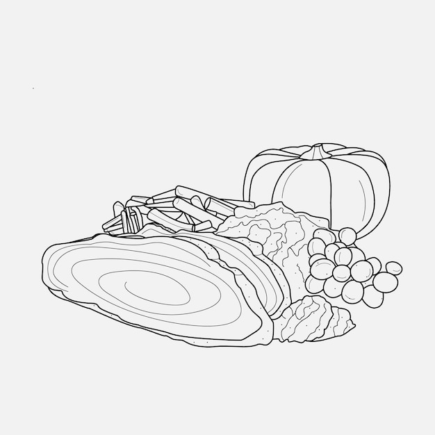 Minimal line art sketch hand drawn organic thanksgiving vector