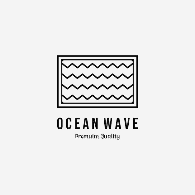 Minimal Line Art Wave Logo Illustration Vector Design Beach Surf Ocean Concept