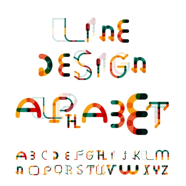 Vector minimal line design alphabet font typeface