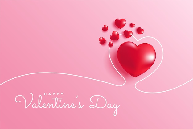 Minimal line heart for Valentine's day concept background. Vector symbols of love in shape of heart.